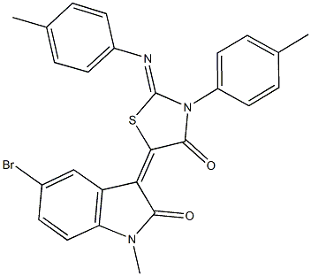 5-bromo-1-methyl-3-{3-(4-methylphenyl)-2-[(4-methylphenyl)imino]-4-oxo-1,3-thiazolidin-5-ylidene}-1,3-dihydro-2H-indol-2-one Struktur