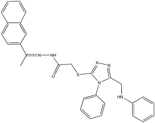 2-{[5-(anilinomethyl)-4-phenyl-4H-1,2,4-triazol-3-yl]sulfanyl}-N'-[1-(2-naphthyl)ethylidene]acetohydrazide Struktur