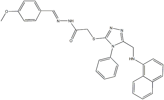 N'-(4-methoxybenzylidene)-2-({5-[(1-naphthylamino)methyl]-4-phenyl-4H-1,2,4-triazol-3-yl}sulfanyl)acetohydrazide Struktur