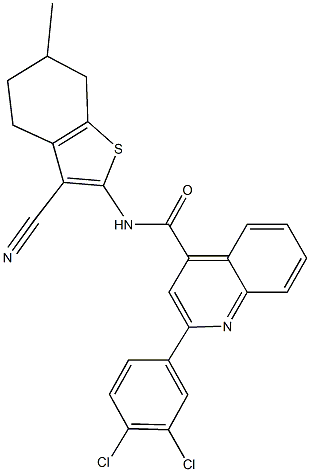 N-(3-cyano-6-methyl-4,5,6,7-tetrahydro-1-benzothien-2-yl)-2-(3,4-dichlorophenyl)quinoline-4-carboxamide Struktur