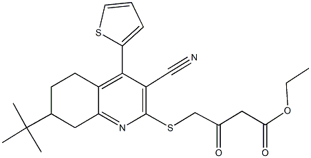 ethyl 4-[(7-tert-butyl-3-cyano-4-thien-2-yl-5,6,7,8-tetrahydroquinolin-2-yl)sulfanyl]-3-oxobutanoate Struktur