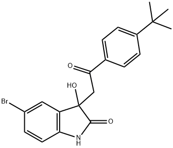 5-bromo-3-[2-(4-tert-butylphenyl)-2-oxoethyl]-3-hydroxy-1,3-dihydro-2H-indol-2-one Struktur