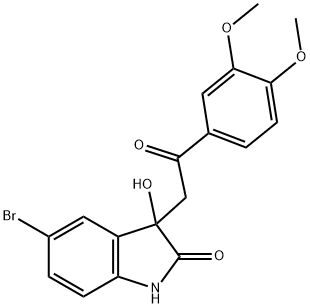 5-bromo-3-[2-(3,4-dimethoxyphenyl)-2-oxoethyl]-3-hydroxy-1,3-dihydro-2H-indol-2-one Struktur