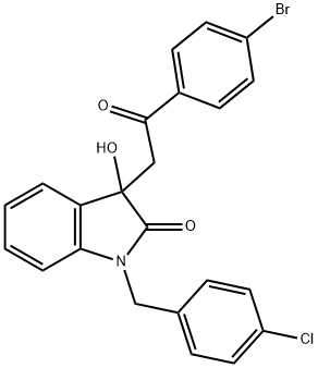 3-[2-(4-bromophenyl)-2-oxoethyl]-1-(4-chlorobenzyl)-3-hydroxy-1,3-dihydro-2H-indol-2-one Struktur