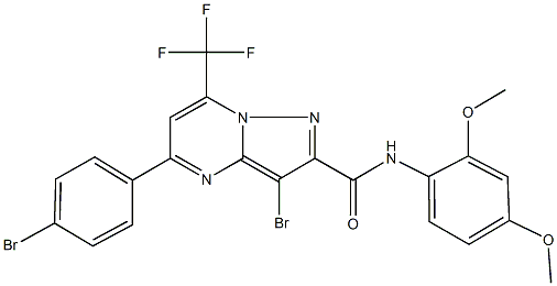 3-bromo-5-(4-bromophenyl)-N-(2,4-dimethoxyphenyl)-7-(trifluoromethyl)pyrazolo[1,5-a]pyrimidine-2-carboxamide Struktur