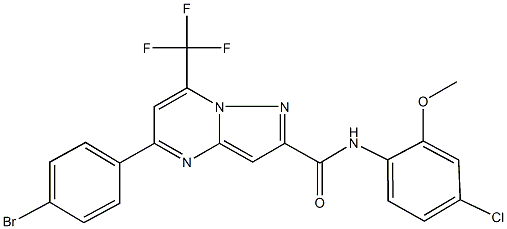 5-(4-bromophenyl)-N-(4-chloro-2-methoxyphenyl)-7-(trifluoromethyl)pyrazolo[1,5-a]pyrimidine-2-carboxamide Struktur