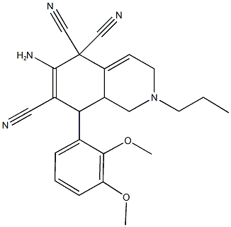 6-amino-8-(2,3-dimethoxyphenyl)-2-propyl-2,3,8,8a-tetrahydro-5,5,7(1H)-isoquinolinetricarbonitrile Struktur