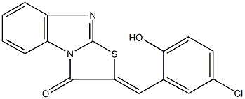 2-(5-chloro-2-hydroxybenzylidene)[1,3]thiazolo[3,2-a]benzimidazol-3(2H)-one Struktur