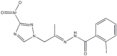 N'-(2-{3-nitro-1H-1,2,4-triazol-1-yl}-1-methylethylidene)-2-iodobenzohydrazide Struktur