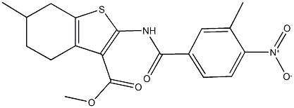 methyl 2-({4-nitro-3-methylbenzoyl}amino)-6-methyl-4,5,6,7-tetrahydro-1-benzothiophene-3-carboxylate Struktur