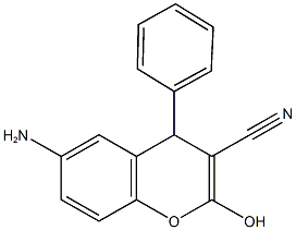 6-amino-2-hydroxy-4-phenyl-4H-chromene-3-carbonitrile Struktur