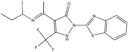 2-(1,3-benzothiazol-2-yl)-4-[N-(sec-butyl)ethanimidoyl]-5-(trifluoromethyl)-1,2-dihydro-3H-pyrazol-3-one Struktur