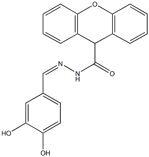 N'-(3,4-dihydroxybenzylidene)-9H-xanthene-9-carbohydrazide Struktur