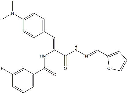 N-(2-[4-(dimethylamino)phenyl]-1-{[2-(2-furylmethylene)hydrazino]carbonyl}vinyl)-3-fluorobenzamide Struktur