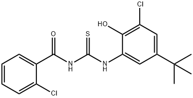 N-(5-tert-butyl-3-chloro-2-hydroxyphenyl)-N'-(2-chlorobenzoyl)thiourea Struktur