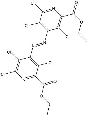 ethyl 3,5,6-trichloro-4-{[2,3,5-trichloro-6-(ethoxycarbonyl)-4-pyridinyl]diazenyl}-2-pyridinecarboxylate Struktur