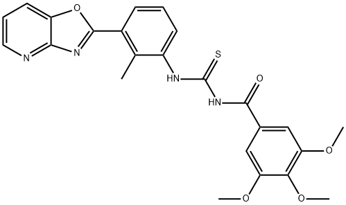 N-(2-methyl-3-[1,3]oxazolo[4,5-b]pyridin-2-ylphenyl)-N'-(3,4,5-trimethoxybenzoyl)thiourea Struktur