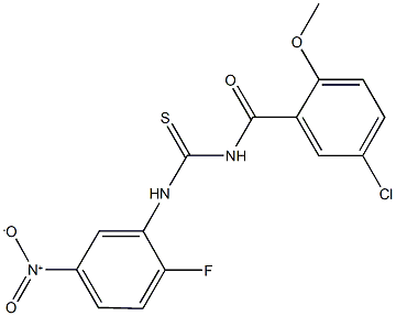 N-(5-chloro-2-methoxybenzoyl)-N'-{2-fluoro-5-nitrophenyl}thiourea Struktur