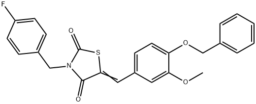 5-[4-(benzyloxy)-3-methoxybenzylidene]-3-(4-fluorobenzyl)-1,3-thiazolidine-2,4-dione Struktur