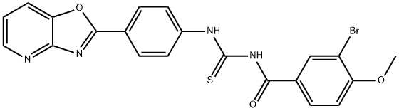 N-(3-bromo-4-methoxybenzoyl)-N'-(4-[1,3]oxazolo[4,5-b]pyridin-2-ylphenyl)thiourea Struktur