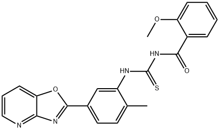 N-(2-methoxybenzoyl)-N'-(2-methyl-5-[1,3]oxazolo[4,5-b]pyridin-2-ylphenyl)thiourea Struktur