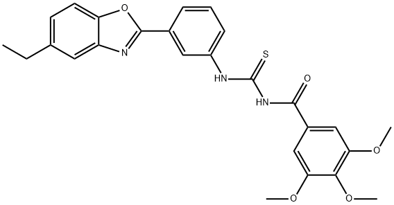 N-[3-(5-ethyl-1,3-benzoxazol-2-yl)phenyl]-N'-(3,4,5-trimethoxybenzoyl)thiourea Struktur