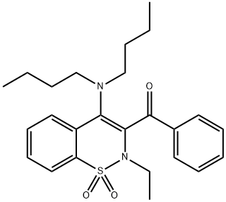 [4-(dibutylamino)-2-ethyl-1,1-dioxido-2H-1,2-benzothiazin-3-yl](phenyl)methanone Struktur