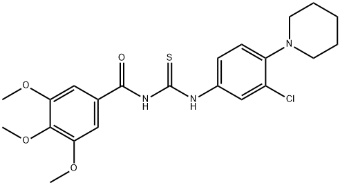 N-[3-chloro-4-(1-piperidinyl)phenyl]-N'-(3,4,5-trimethoxybenzoyl)thiourea Struktur