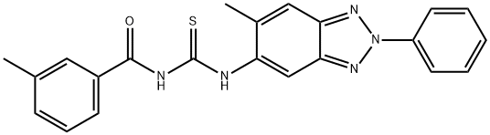 N-(3-methylbenzoyl)-N'-(6-methyl-2-phenyl-2H-1,2,3-benzotriazol-5-yl)thiourea Struktur