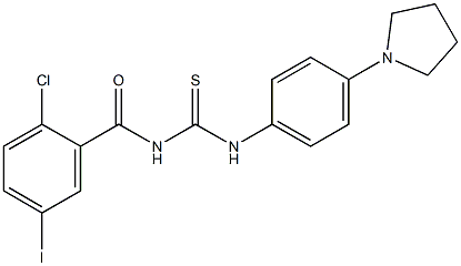 N-(2-chloro-5-iodobenzoyl)-N'-[4-(1-pyrrolidinyl)phenyl]thiourea Struktur