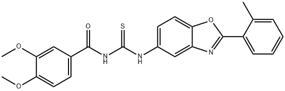 N-(3,4-dimethoxybenzoyl)-N'-[2-(2-methylphenyl)-1,3-benzoxazol-5-yl]thiourea Struktur