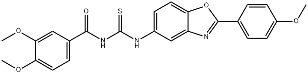 N-(3,4-dimethoxybenzoyl)-N'-[2-(4-methoxyphenyl)-1,3-benzoxazol-5-yl]thiourea Struktur