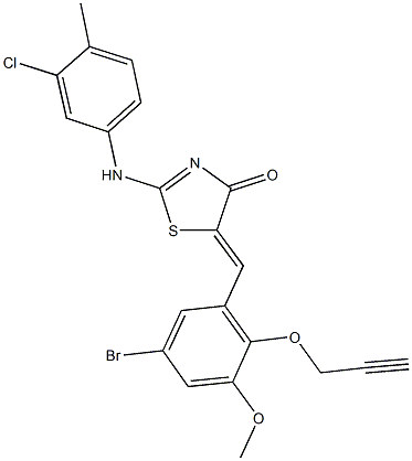 5-[5-bromo-3-methoxy-2-(2-propynyloxy)benzylidene]-2-(3-chloro-4-methylanilino)-1,3-thiazol-4(5H)-one Struktur