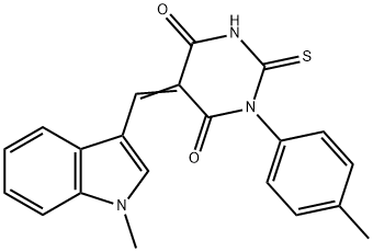 5-[(1-methyl-1H-indol-3-yl)methylene]-1-(4-methylphenyl)-2-thioxodihydro-4,6(1H,5H)-pyrimidinedione Struktur