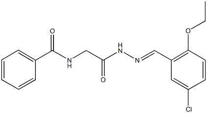 N-{2-[2-(5-chloro-2-ethoxybenzylidene)hydrazino]-2-oxoethyl}benzamide Struktur