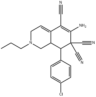 6-amino-8-(4-chlorophenyl)-2-propyl-2,3,8,8a-tetrahydro-5,7,7(1H)-isoquinolinetricarbonitrile Struktur