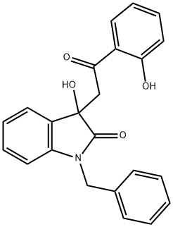 1-benzyl-3-hydroxy-3-[2-(2-hydroxyphenyl)-2-oxoethyl]-1,3-dihydro-2H-indol-2-one Struktur