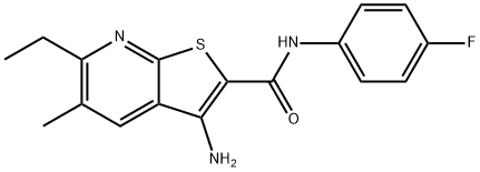 3-amino-6-ethyl-N-(4-fluorophenyl)-5-methylthieno[2,3-b]pyridine-2-carboxamide Struktur