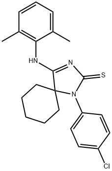 1-(4-chlorophenyl)-4-[(2,6-dimethylphenyl)imino]-1,3-diazaspiro[4.5]decane-2-thione Struktur