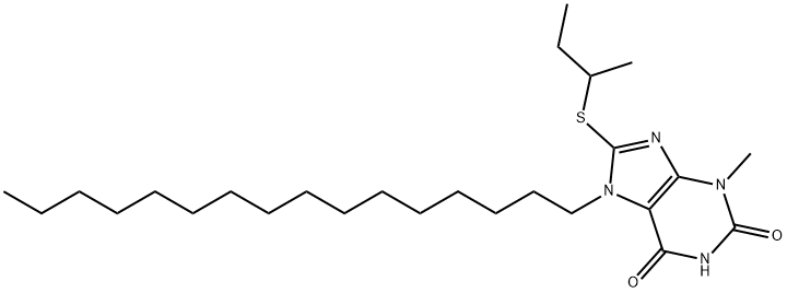 8-(sec-butylsulfanyl)-7-hexadecyl-3-methyl-3,7-dihydro-1H-purine-2,6-dione Struktur