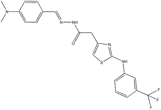 N'-[4-(dimethylamino)benzylidene]-2-{2-[3-(trifluoromethyl)anilino]-1,3-thiazol-4-yl}acetohydrazide Struktur