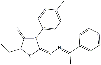 5-ethyl-3-(4-methylphenyl)-1,3-thiazolidine-2,4-dione 2-[(1-phenylethylidene)hydrazone] Struktur