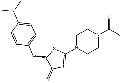 2-(4-acetyl-1-piperazinyl)-5-[4-(dimethylamino)benzylidene]-1,3-thiazol-4(5H)-one Struktur