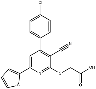 {[4-(4-chlorophenyl)-3-cyano-6-thien-2-ylpyridin-2-yl]sulfanyl}acetic acid Struktur