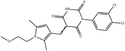 1-(3,4-dichlorophenyl)-5-{[1-(2-methoxyethyl)-2,5-dimethyl-1H-pyrrol-3-yl]methylene}-2-thioxodihydro-4,6(1H,5H)-pyrimidinedione Struktur