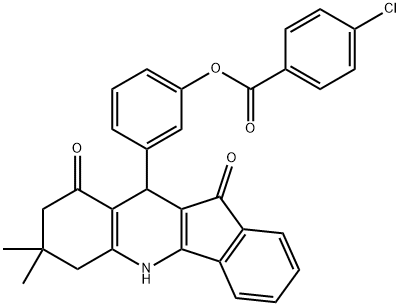 3-(7,7-dimethyl-9,11-dioxo-6,7,8,9,10,11-hexahydro-5H-indeno[1,2-b]quinolin-10-yl)phenyl 4-chlorobenzoate Struktur