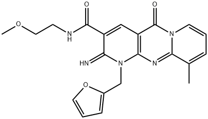 1-(2-furylmethyl)-2-imino-N-(2-methoxyethyl)-10-methyl-5-oxo-1,5-dihydro-2H-dipyrido[1,2-a:2,3-d]pyrimidine-3-carboxamide Struktur