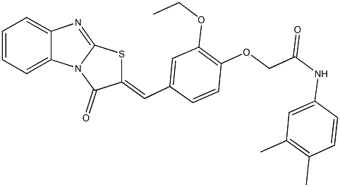 N-(3,4-dimethylphenyl)-2-{2-ethoxy-4-[(3-oxo[1,3]thiazolo[3,2-a]benzimidazol-2(3H)-ylidene)methyl]phenoxy}acetamide Struktur