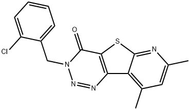 3-(2-Chlorobenzyl)-7,9-dimethyl-3,4-dihydropyridine[3',2':4,5]thieno[3,2-d]-1,2,3-triazin-4-one Struktur