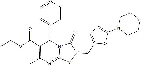 ethyl 7-methyl-2-{[5-(4-morpholinyl)-2-furyl]methylene}-3-oxo-5-phenyl-2,3-dihydro-5H-[1,3]thiazolo[3,2-a]pyrimidine-6-carboxylate Struktur